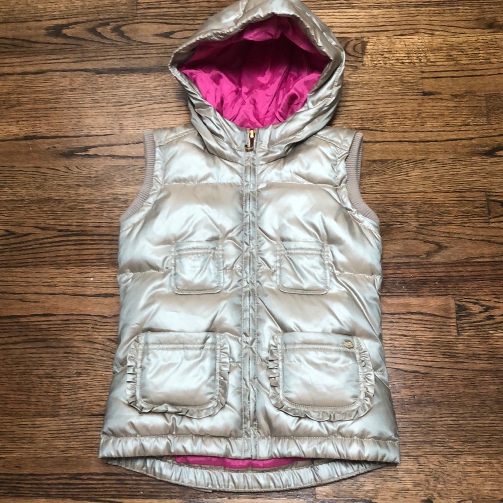 Juicy Couture Girls Iridescent Gold Parka Vest